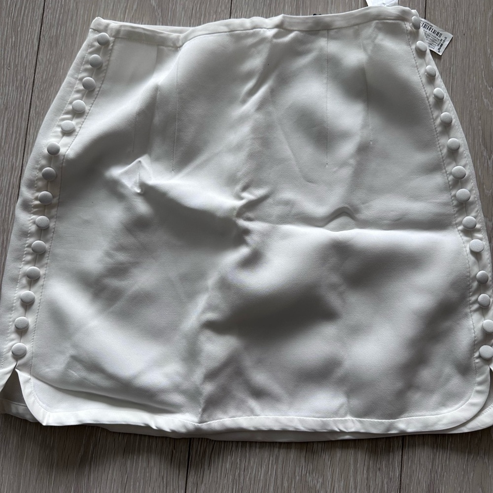 Zara White Mini Skirt with Button Detail